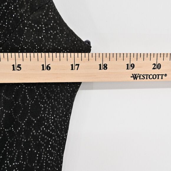 Vtg Slip Dress Y2k Prom Gown Vamp Goth Black Silver Glitter Shimmer USA Sz 4 - Picture 10 of 10